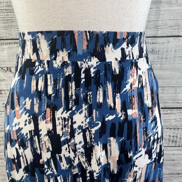 Jones Studio Skirt size Extra Small Long Blue Coral Slinky Stretch A Line Modest - Picture 5 of 11